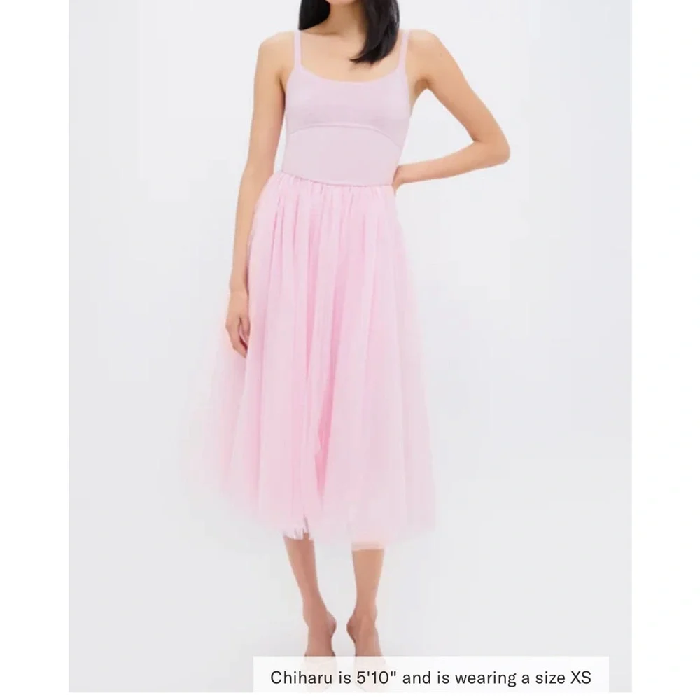 MOON RIVER Pink Sleeveless Midi Dress
